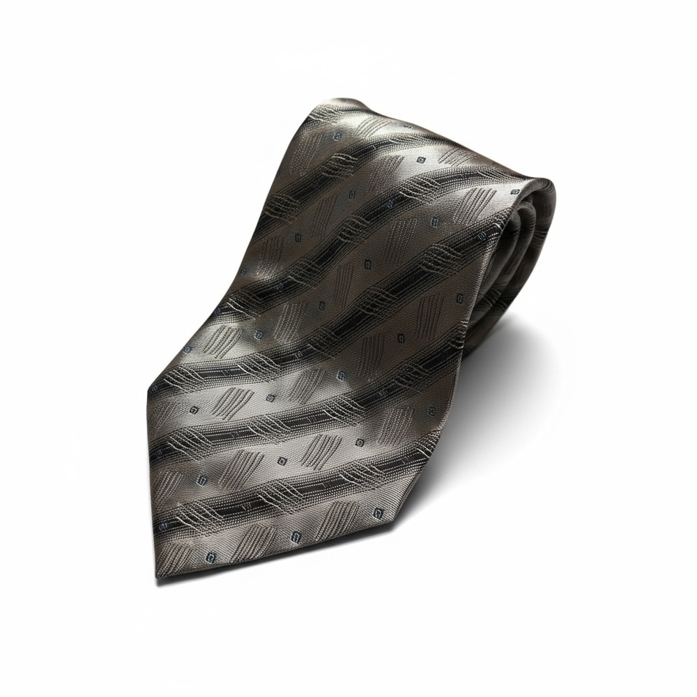 Joseph & Feiss Men’s Gray Black Striped 10% Silk Tie Designer